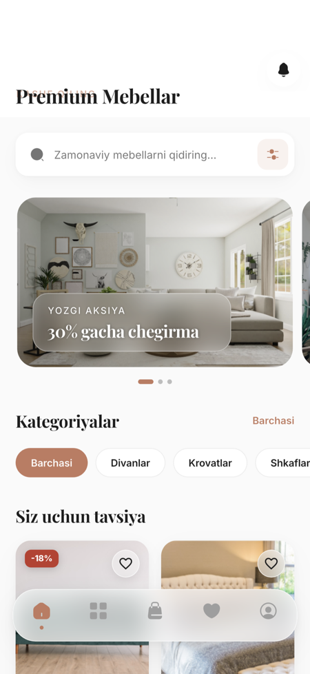 Woody ilovasi — xaridor katalogi ekrani